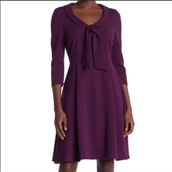 Alexia admor zoey neck tie fit flare dress small - Picture 1 of 9